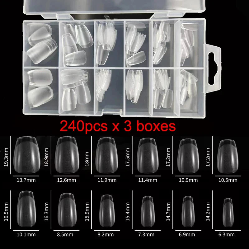 “240Pcs Half Matte XXS Almond Nail Tips Full Cover Soft Gel False Nails”