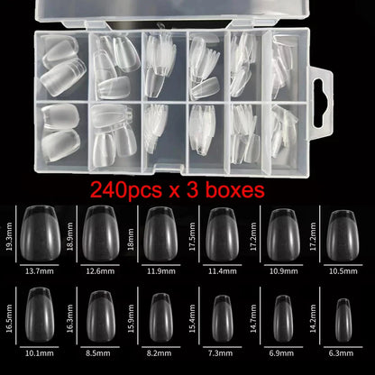 “240Pcs Half Matte XXS Almond Nail Tips Full Cover Soft Gel False Nails”