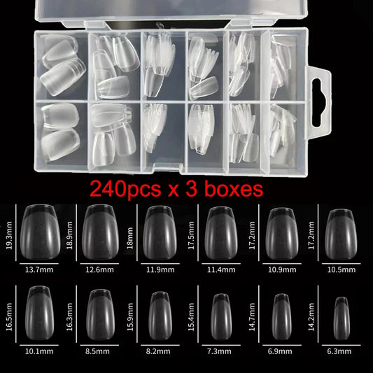 “240Pcs Half Matte XXS Almond Nail Tips Full Cover Soft Gel False Nails”