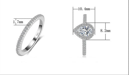“925 Sterling Silver Teardrop Zircon Engagement and Wedding Ring Set for Women.”