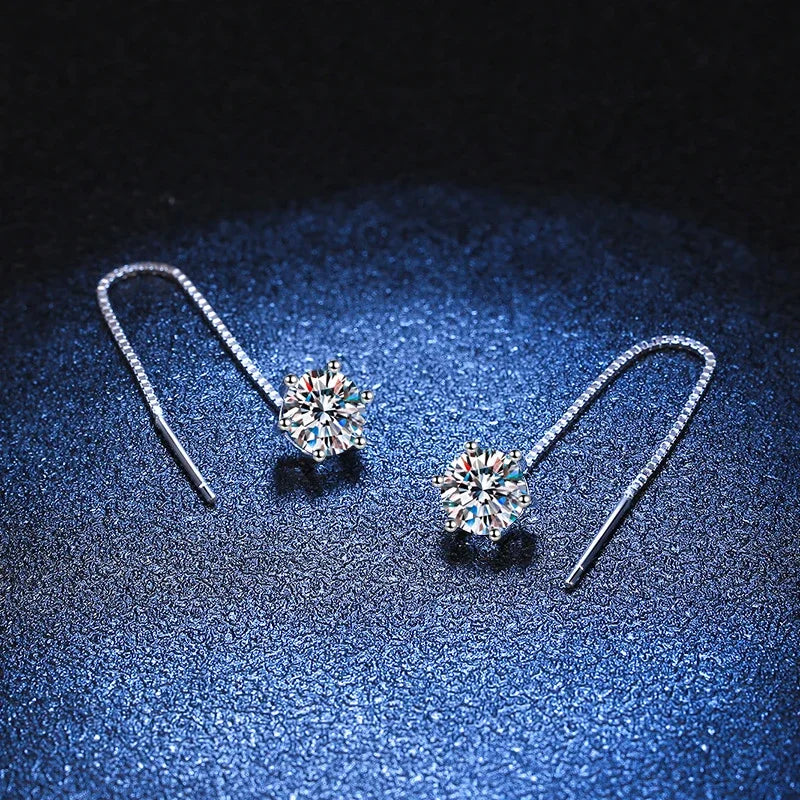 “1CT Moissanite earrings, sterling silver, white gold plated, elegant drop design.”