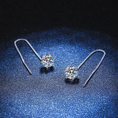 “1CT Moissanite earrings, sterling silver, white gold plated, elegant drop design.”