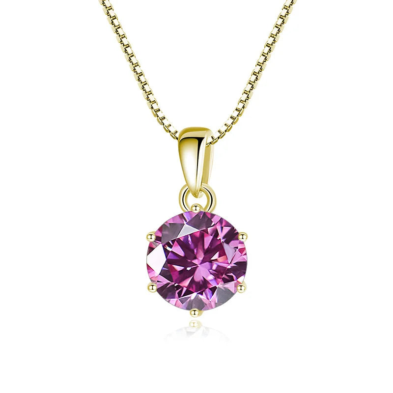 “1CT Real Moissanite Pendant Necklace, Royal Blue, Sterling Silver Wedding Jewelry.”