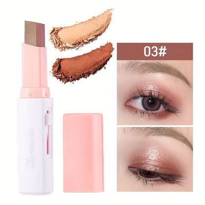 “2-in-1 waterproof highlighter and eyeshadow stick, long-lasting glitter eyeliner.”