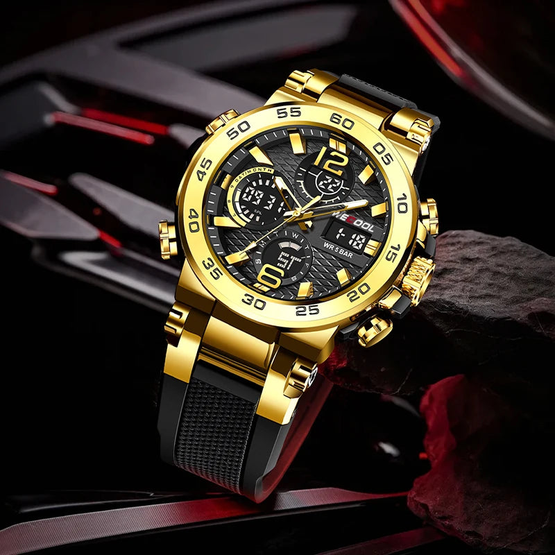 “Dual Display Digital Waterproof Alarm Clock Luminous Watch For Men Stylish.”