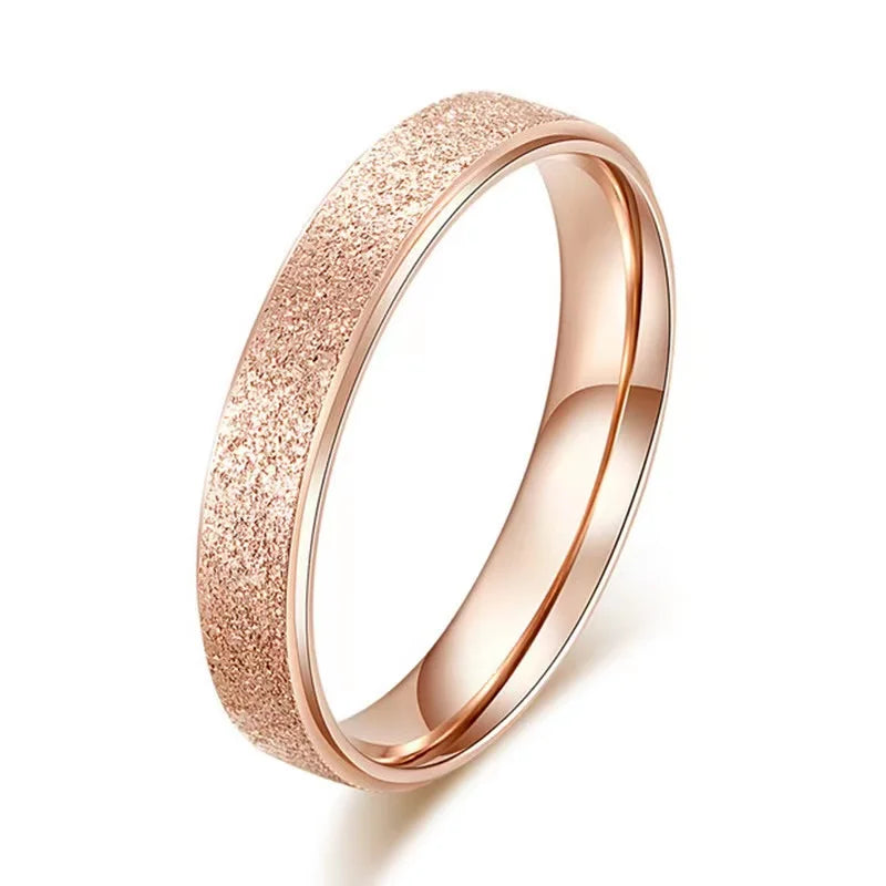 “SUNIBI Frosted Stainless Steel Ring - Simple Gold Color Wedding Jewelry for Women.”