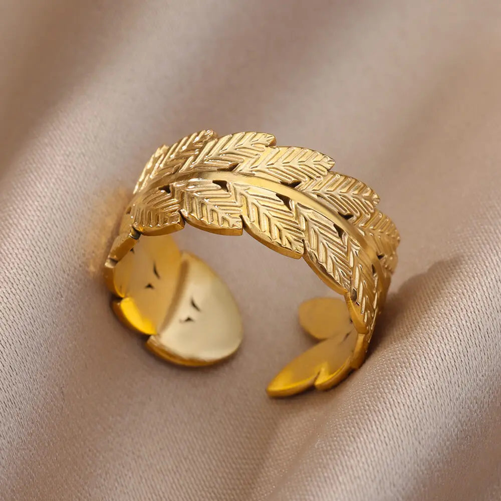 “Trendy Gold Stainless Steel Rings for Women - Perfect Wedding & Couple Jewelry.”