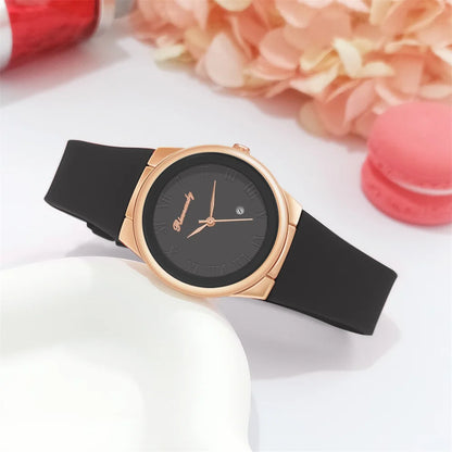 “Simple Roman Numerals Quartz Watch, Casual Silicone Strap, Stylish Ladies’ Wristwatch.”