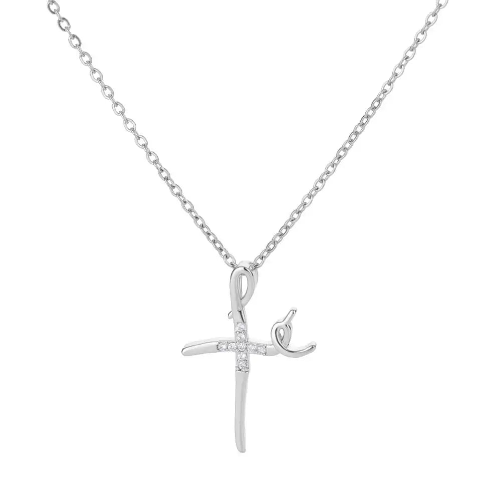 “Zircon Cross Pendant Necklace for Women - Gold Stainless Steel Jewelry.”