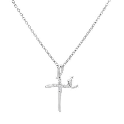 “Zircon Cross Pendant Necklace for Women - Gold Stainless Steel Jewelry.”