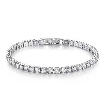 “3-5mm Real Moissanite Bracelet, Sparkling S925 Sterling Silver, Luxury Wedding Jewelry.”