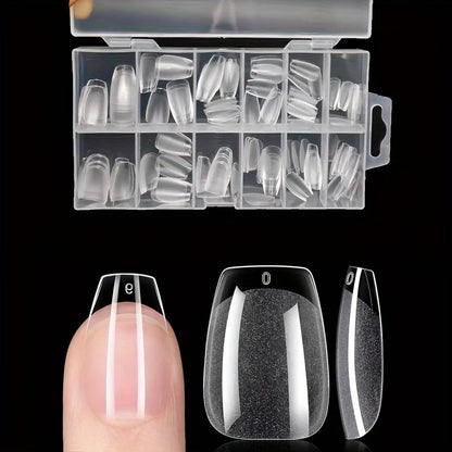 “120Pcs Full Cover Gel Nail Tips, Stiletto, Almond, Square, Coffin French Styles”