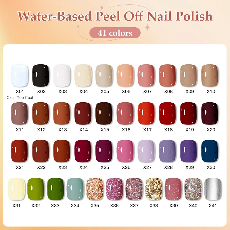 “10ml Water-Based Peel Off Nail Polish, Glitter Colors, Manicure Supplies”