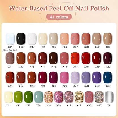 “10ml Water-Based Peel Off Nail Polish, Glitter Colors, Manicure Supplies”