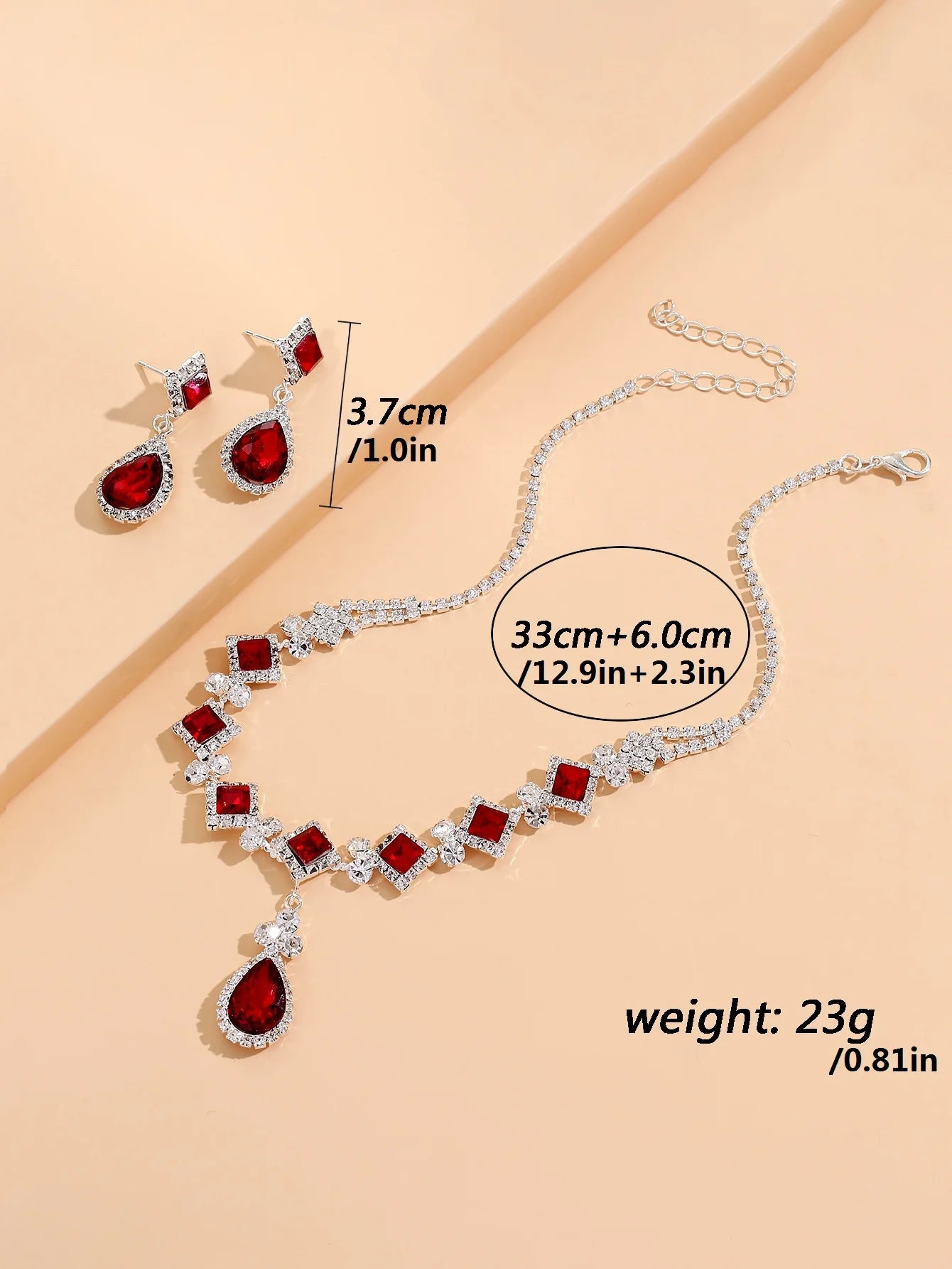 “3-piece claw chain geometric droplet earrings and necklace set, elegant wedding party gift.”