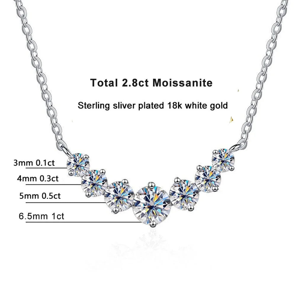“Moissanite necklace for women, 925 silver, 18K white gold plated, certified jewelry.”