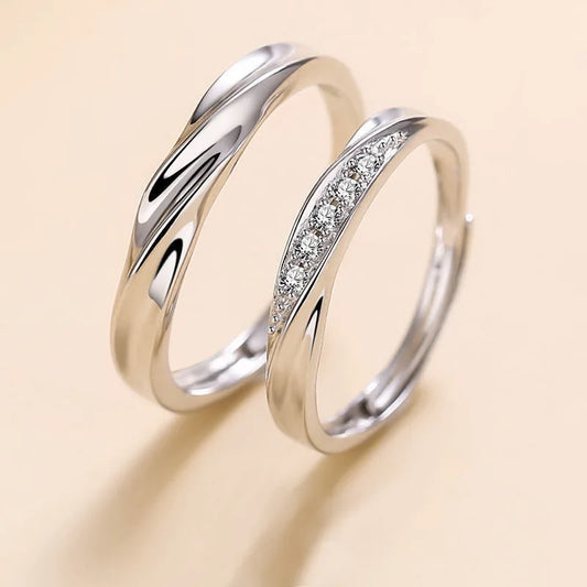 "Luxury Couple Rings for Men and Women, Sparkling Square Zirconia, Romantic Jewelry."