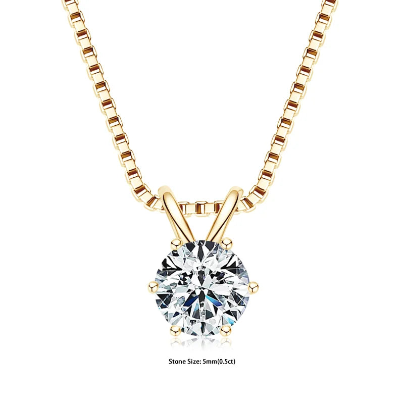 "GRA Certified 0.5-5ct Moissanite Pendant, 925 Sterling Silver Necklace, Elegant Gift for Women."