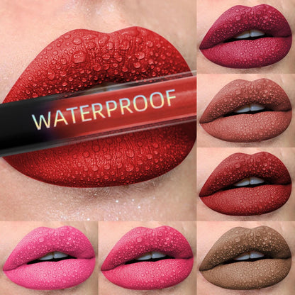 “19-Color Matte Velvet Lip Gloss – Waterproof Liquid Lipstick, Nude to Black Shades”