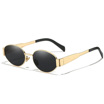 “UV400 oval sunglasses, unisex alloy frame, stylish and protective design.”