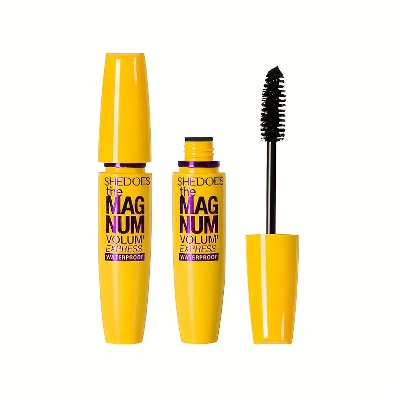 “4D black mascara: thickening, lengthening, curling, waterproof liquid fiber formula.”