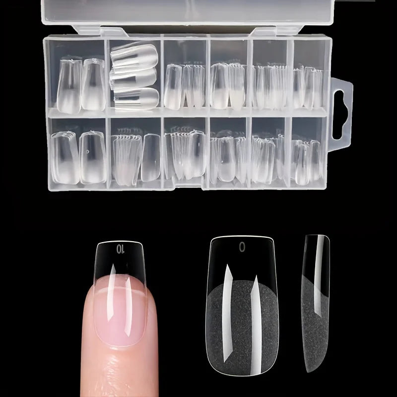 “120Pcs Full Cover Gel Nail Tips, Stiletto, Almond, Square, Coffin French Styles”