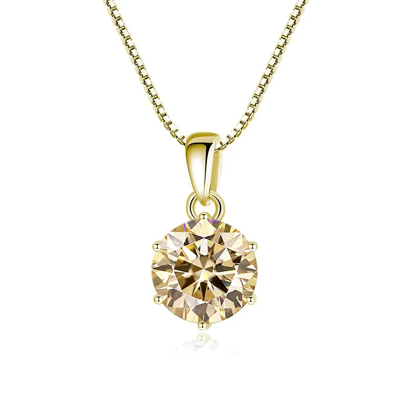 “1CT Real Moissanite Pendant Necklace, Royal Blue, Sterling Silver Wedding Jewelry.”