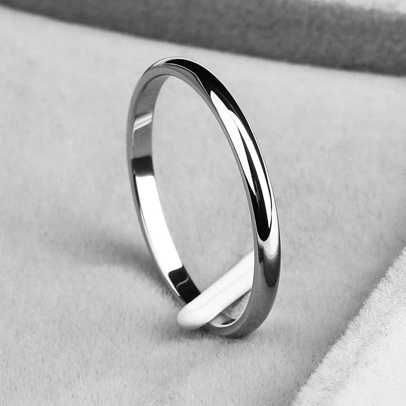 “2mm gold stainless steel rings, anti-allergy, smooth simple design, perfect wedding couple bands, bijouterie.”
