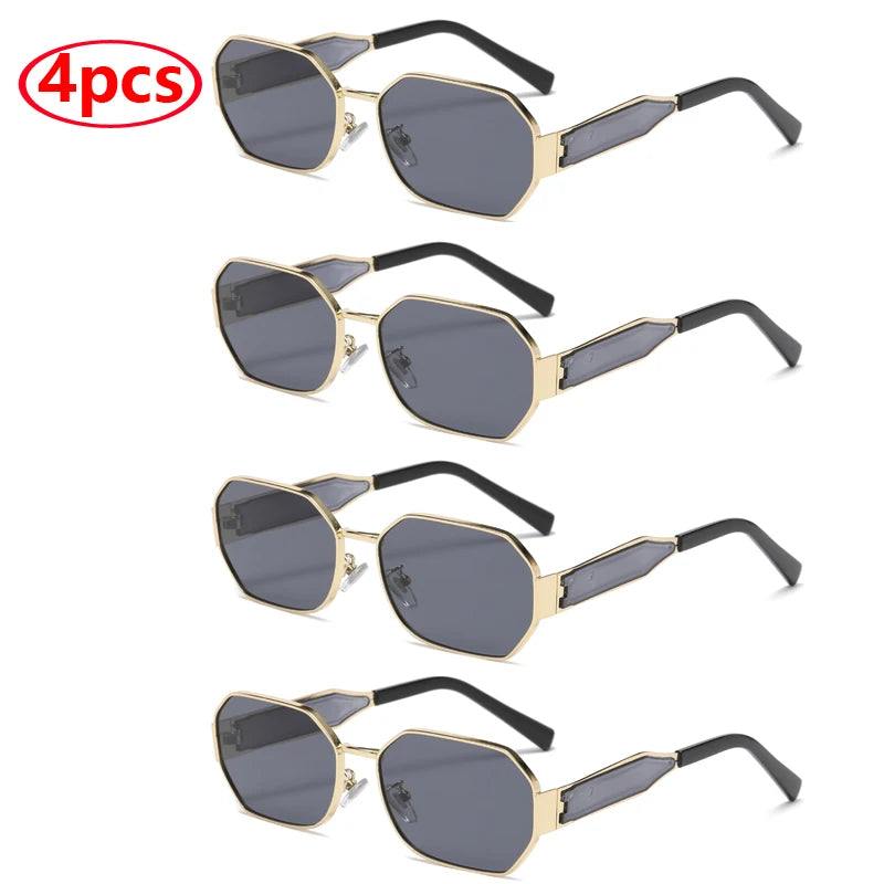 “Vintage rectangle sunglasses, retro metal frame, unisex designer black eyewear.”
