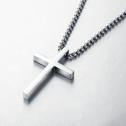 “Stainless Steel Cross Pendant Necklace - Minimalist Silver Jewelry for All.”
