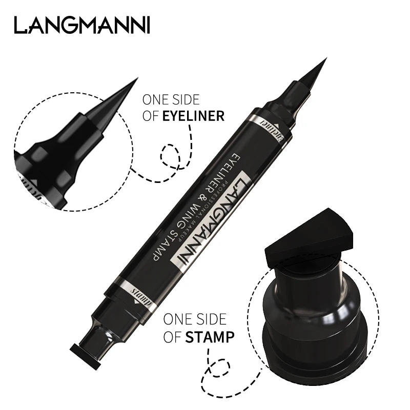 “Dual-Ended Waterproof Black Eyeliner Pen, Smudge-Proof, Long-Lasting, Precision Tip.”