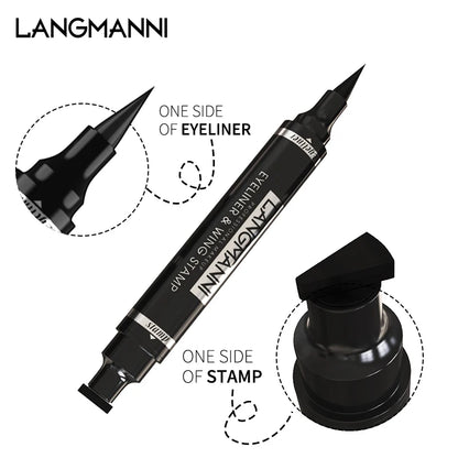 “Dual-Ended Waterproof Black Eyeliner Pen, Smudge-Proof, Long-Lasting, Precision Tip.”