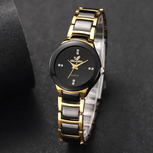 "Fashion Rhinestone Women's Watch Stainless Steel Band Analog Quartz Watches"