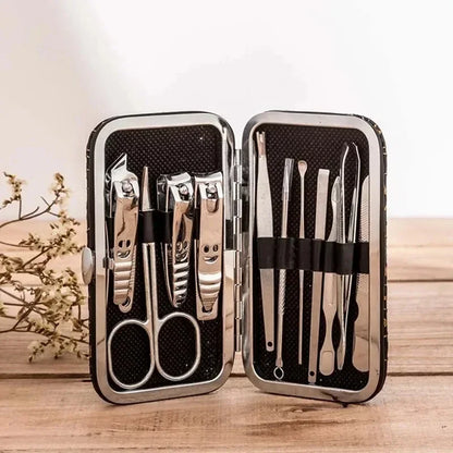 “Set of 11 happy face nail tools including file and scissors.”