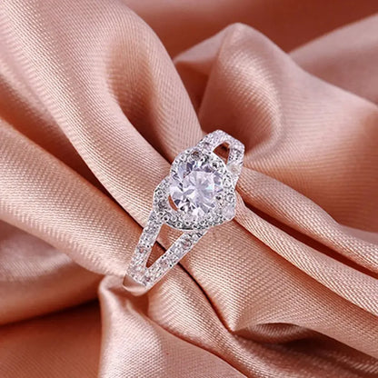 “Women’s 925 Sterling Silver Crystal Love Heart Ring – Bridal Wedding Jewelry”