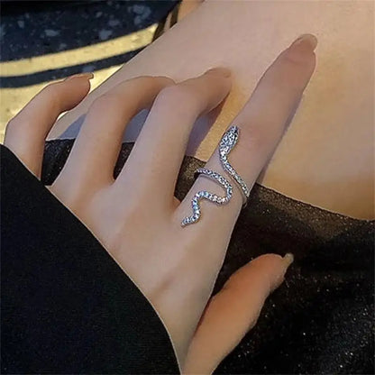 “Snake Ring – Micro Inlaid Zircon, Simple Design, Fashion Index Finger Ring for Women”