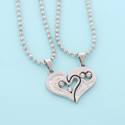 “Simple Couple Pendant Necklace – Electrocardiogram & Magnetic Heart Design, Valentine’s Day Gift”