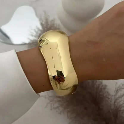 “Wide Cuff Bangles – Punk Gold & Silver Geometric Metal, Large Bracelets for Women ”