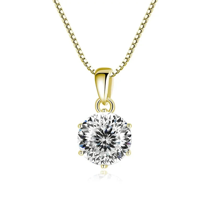 “1CT Real Moissanite Pendant Necklace, Royal Blue, Sterling Silver Wedding Jewelry.”