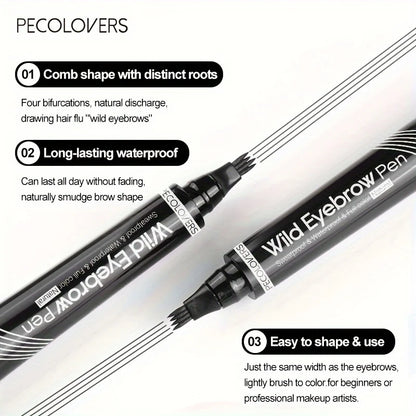 “Waterproof 4-Tip Eyebrow Pen – 6 Colors, Long-Lasting Tattoo Effect for Natural Brows”