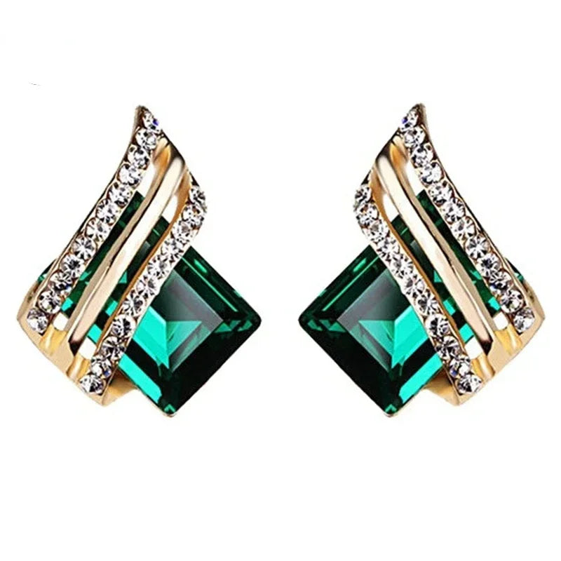 “Gold-Plated Zircon Earrings for Women - Elegant Anniversary Jewelry.”