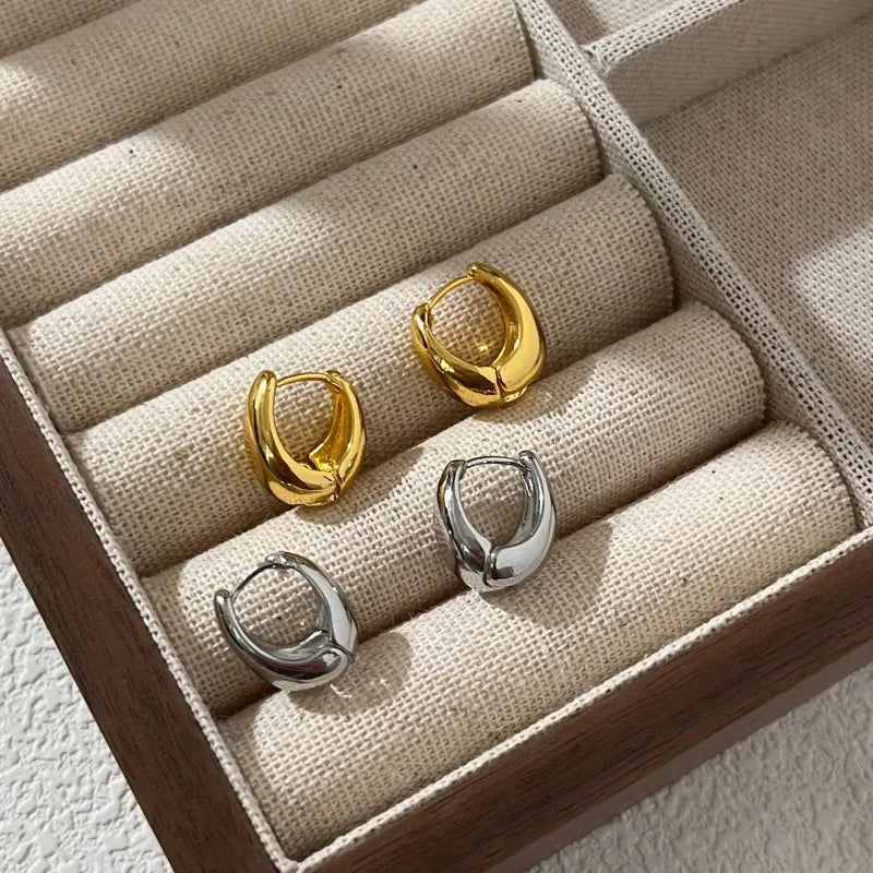 “925 Sterling Silver Gold Round Earrings – Vintage, Trendy, Allergy-Free Jewelry for Women”