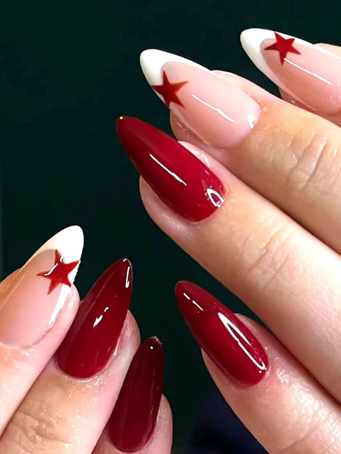 “24PCS Medium Stiletto Pink Press-On Nails – Full Cover Fake Nail Set with Love Design”