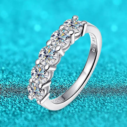 “4mm D Color VVS Moissanite Ring for Women, S925 Sterling Silver Wedding Band.”