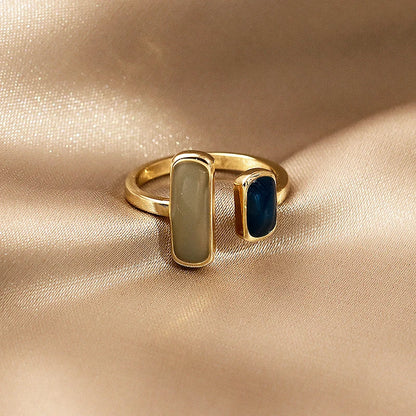 “Adjustable Colorful Drip Glaze Ring for Women - Retro Gold Jewelry.”