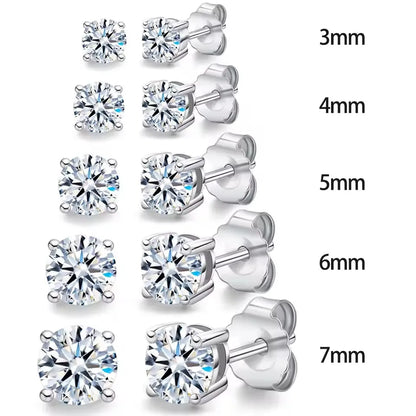 “0.1-3CT moissanite stud earrings, 925 silver, platinum plated, GRA certified wedding jewelry.”
