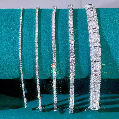 “3-5mm Real Moissanite Bracelet, Sparkling S925 Sterling Silver, Luxury Wedding Jewelry.”