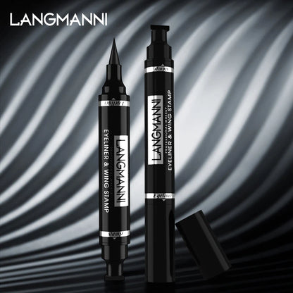 “Dual-Ended Waterproof Black Eyeliner Pen, Smudge-Proof, Long-Lasting, Precision Tip.”