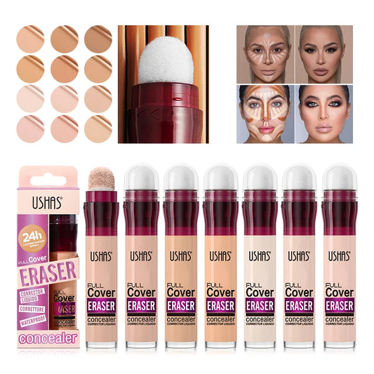 “Liquid concealer with sponge applicator, lightweight, moisturizing, multi-use, and long-lasting coverage.”