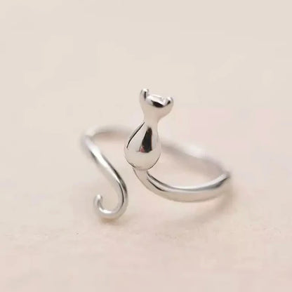 “Cute Mouse-Shaped Open Ring for Women - Antique Silver, Stylish Party Accessory.”